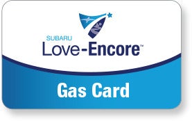 Subaru Love Encore gas card image with Subaru Love-Encore logo. | Jim Keras Subaru in Memphis TN