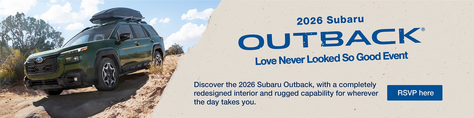 Subaru Outback driving on rugged terrain